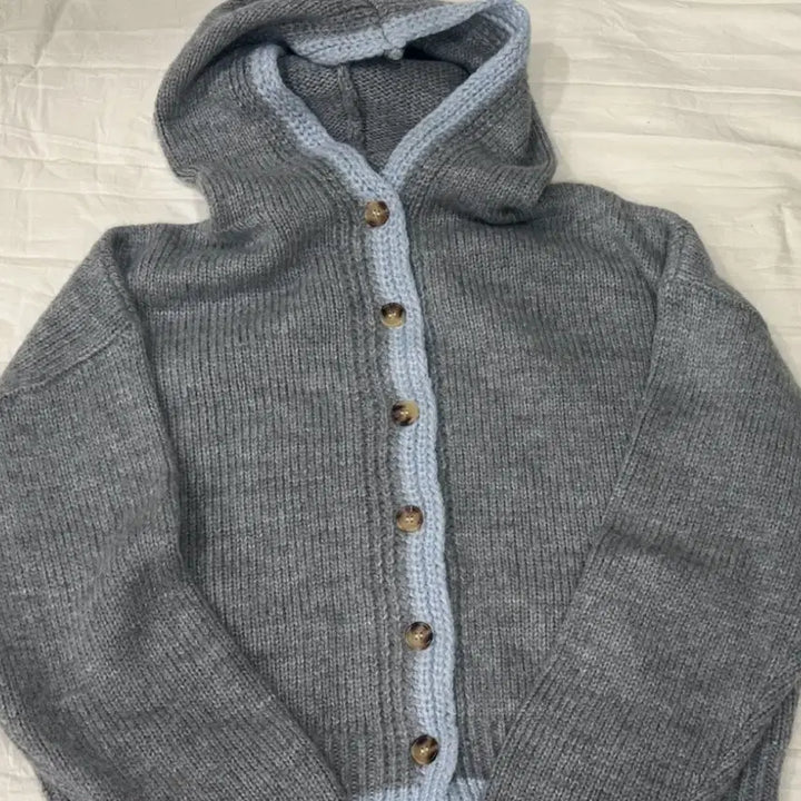 [BUNJANG] Beanbl Oversized Hoodie Cardigan Knit / 에이블리 빈블 후드 가디건 니트