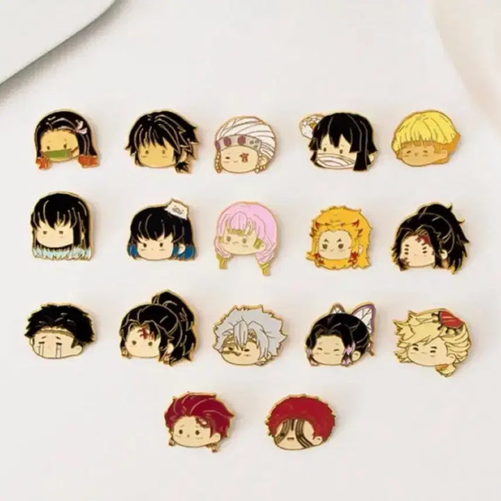 [BUNJANG] Demon Slayer Character Face Metal Badge / 귀멸의 칼날 캐릭터 얼굴 금속 뱃지