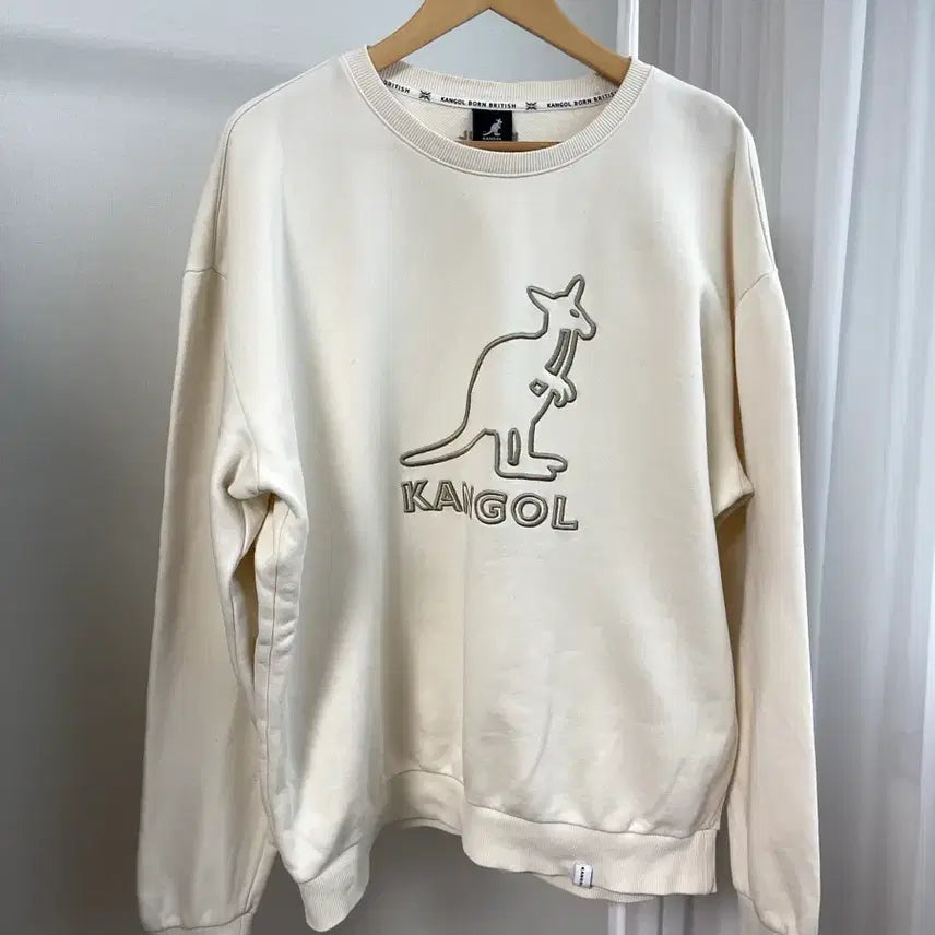 [BUNJANG] Kangol Big Logo Sweatshirt Ivory XL / 캉골 빅 로고 맨투맨 아이보리 XL