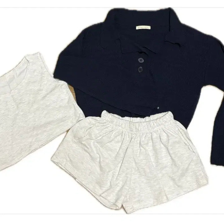 [BUNJANG] Summer Knit Shorts and Tank Top Three-Piece Set / 여름니트 반바지 나시 쓰리세트