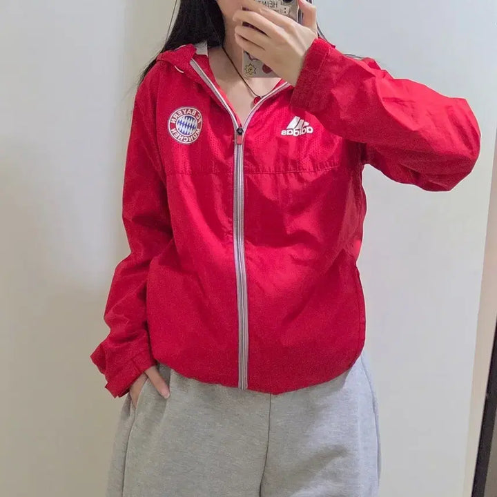 [BUNJANG] Adidas Bayern Munich Windbreaker Red / 아디다스 바이에른 뮌헨 바람막이 레드