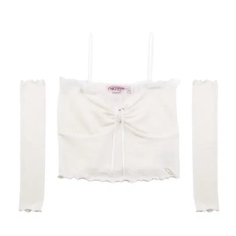 [BUNJANG] Cherry Quarry Knit Tank Top + Warmer Set / 체리퀴리 나시+ 워머 세트