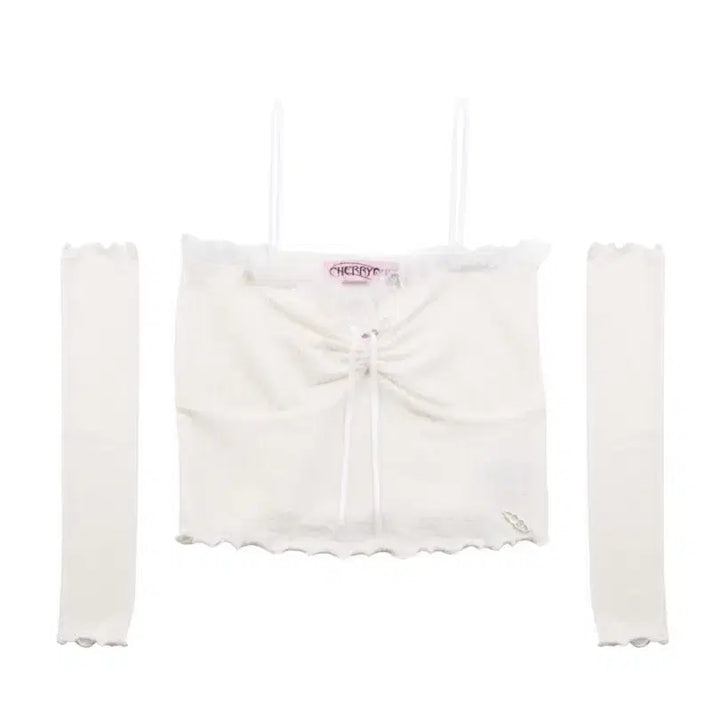 [BUNJANG] Cherry Quarry Knit Tank Top + Warmer Set / 체리퀴리 나시+ 워머 세트