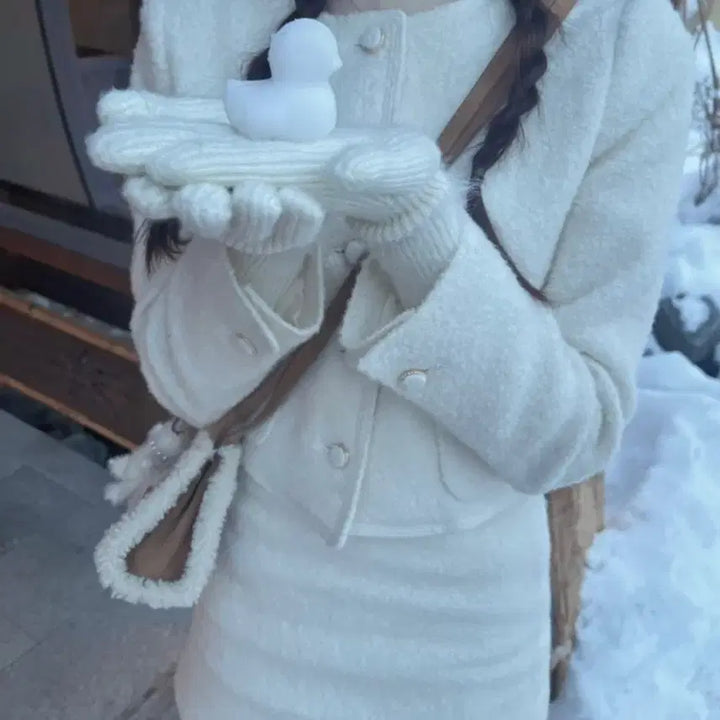 [BUNJANG] Labelle Blanc Anna Boucle Jacket &amp; Skirt Set / 라벨르블랑-안나부클자켓&amp;안나부클스커트 세트