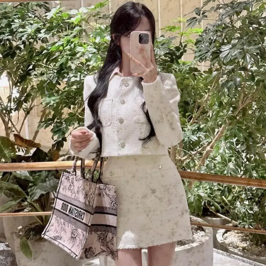 [BUNJANG] Mayyun Tweed Set (Jacket + Skirt) / 메이윤 제작 트위드 셋업(자켓+스커트)