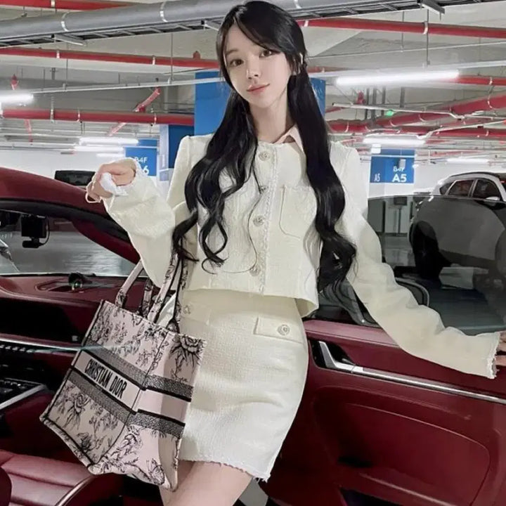 [BUNJANG] Mayyun Tweed Set (Jacket + Skirt) / 메이윤 제작 트위드 셋업(자켓+스커트)