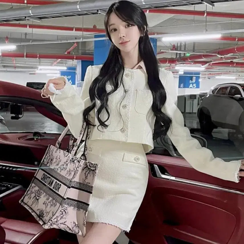 [BUNJANG] Mayyun Tweed Set (Jacket + Skirt) / 메이윤 제작 트위드 셋업(자켓+스커트)
