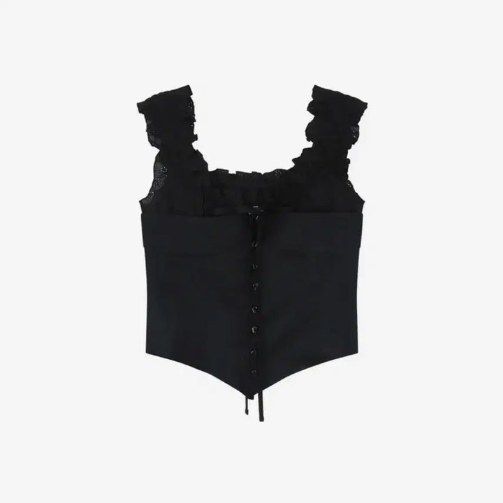 [SOLD OUT] 카시코 블라우스 레이스 레이어드 슬리브리스 블랙 M사이즈