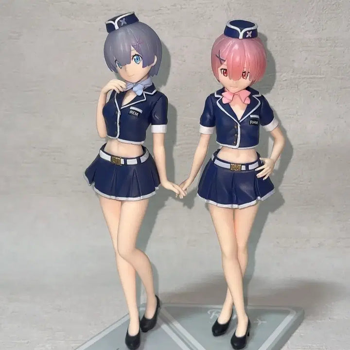 [BUNJANG] Re:Zero Ram &amp; Rem Stewardess Ver. Figure Set / [일괄]  리제로 렘 람 스튜어디스 승무원 피규어 세트