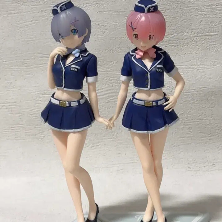 [BUNJANG] Re:Zero Ram &amp; Rem Stewardess Ver. Figure Set / [일괄]  리제로 렘 람 스튜어디스 승무원 피규어 세트