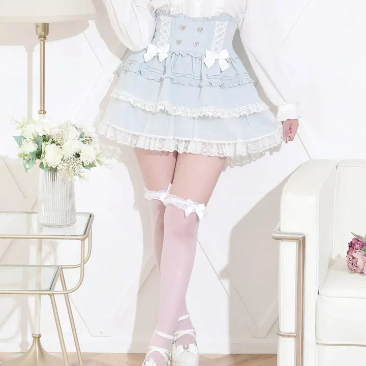 [BUNJANG] NOEMIE Double Ribbon Spindle Tulle Tiered Skirt Pants / 노에미 NOEMIE 더블 리본 스핀들 튤 티어드 스커트 팬츠