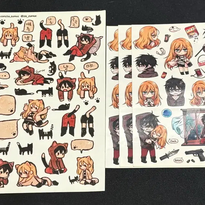 [BUNJANG] Angels of Death Sticker Set (4 Sheets) / 살육의 천사 스티커 1+3매(칼선X) 일괄