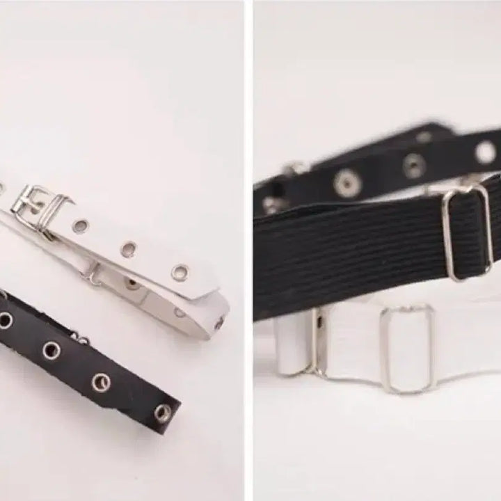 [BUNJANG] Eyelet Belt Thigh Garter Choker - Black / 아일렛 벨트 허벅지 초커 블랙