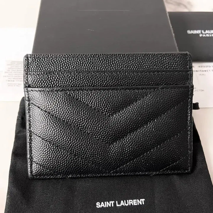 [BUNJANG] Saint Laurent Gold Logo Card Holder Black / [A급/정품] 생로랑 금장 카드지갑 블랙