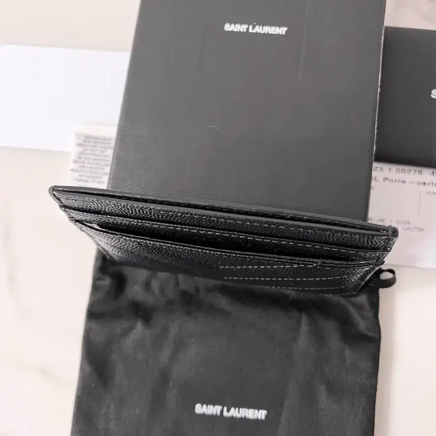 [BUNJANG] Saint Laurent Gold Logo Card Holder Black / [A급/정품] 생로랑 금장 카드지갑 블랙