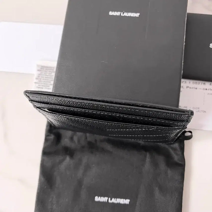[BUNJANG] Saint Laurent Gold Logo Card Holder Black / [A급/정품] 생로랑 금장 카드지갑 블랙