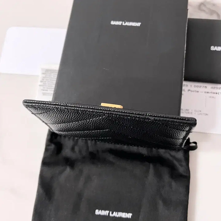 [BUNJANG] Saint Laurent Gold Logo Card Holder Black / [A급/정품] 생로랑 금장 카드지갑 블랙