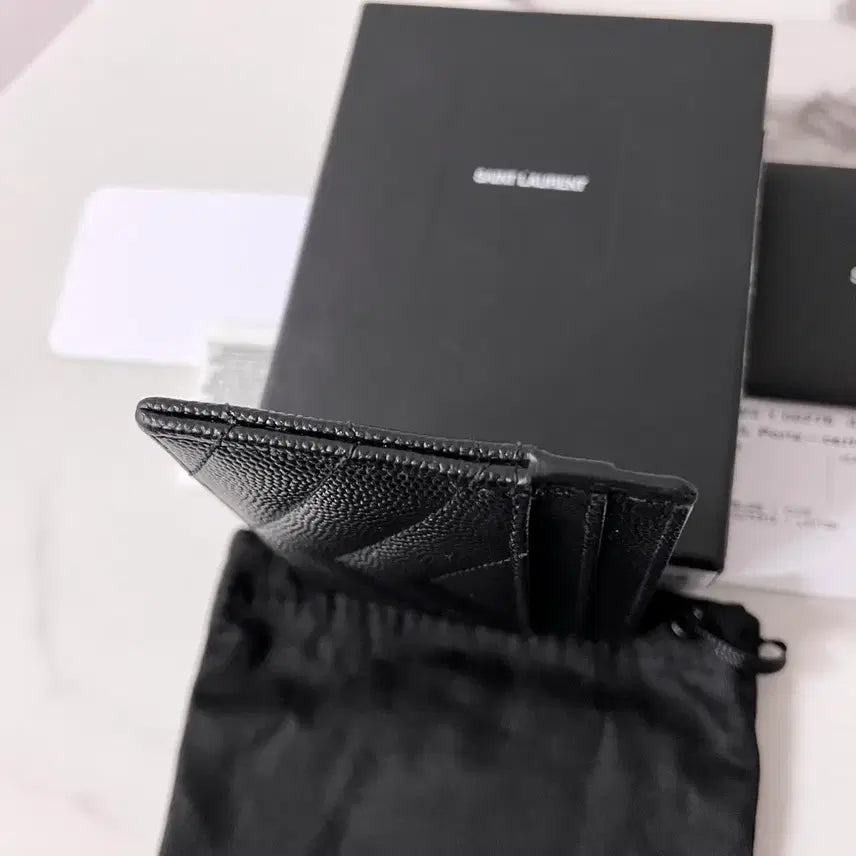 [BUNJANG] Saint Laurent Gold Logo Card Holder Black / [A급/정품] 생로랑 금장 카드지갑 블랙