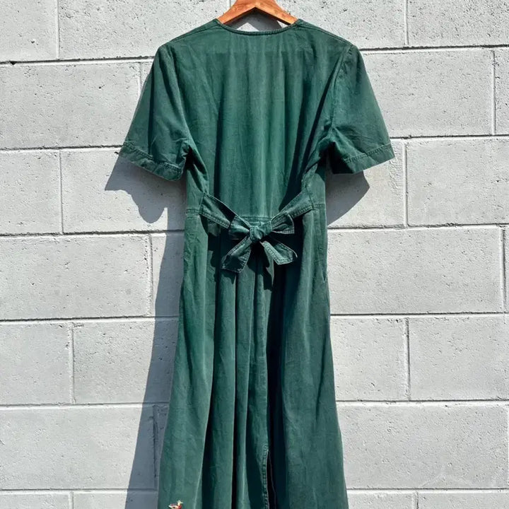 [BUNJANG] 90s Austrian Tyrolean Green Floral Embroidered Dress / 90s 오스트리아 티롤리안 그린 플라워자수 원피스