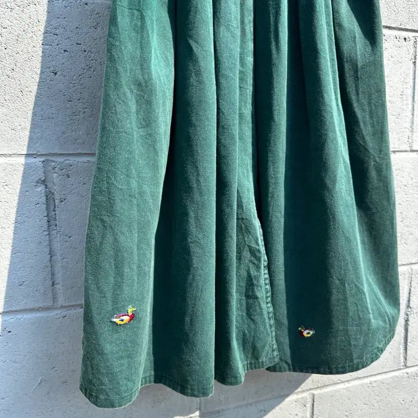 [BUNJANG] 90s Austrian Tyrolean Green Floral Embroidered Dress / 90s 오스트리아 티롤리안 그린 플라워자수 원피스