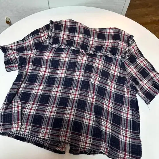 [BUNJANG] Checkered Short Sleeve Blouse / 체크 반팔 블라우스