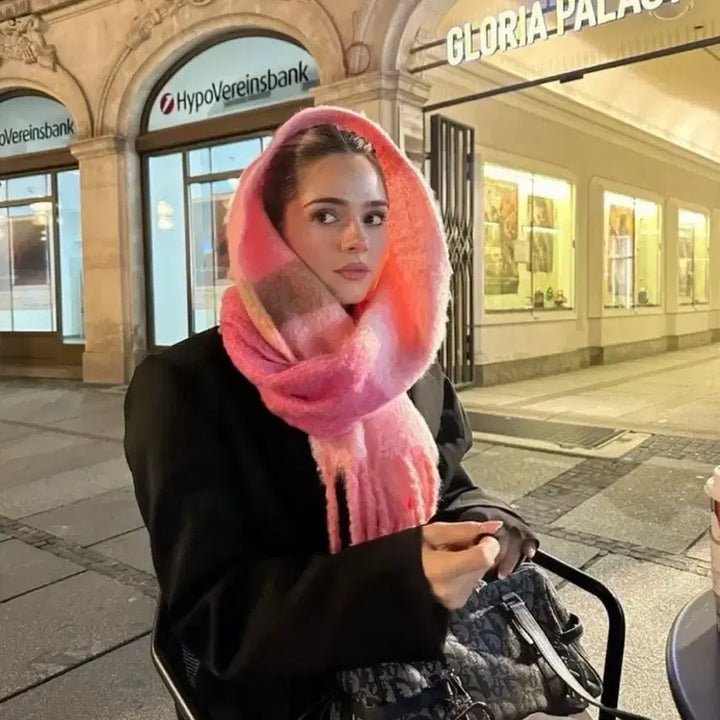 [BUNJANG] Acne Studios Pink Check Mohair Scarf / 아크네 스튜디오 핑크 체크 머플러