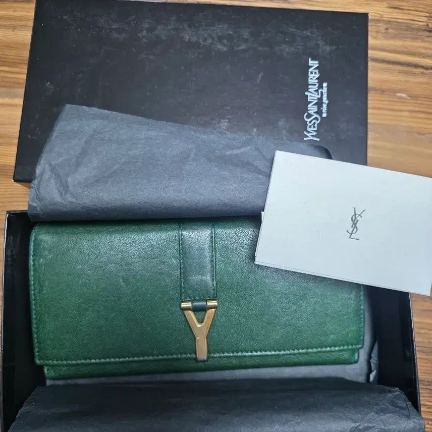 [BUNJANG] YSL Green Long Wallet / 정품 YSL 그린 장지갑
