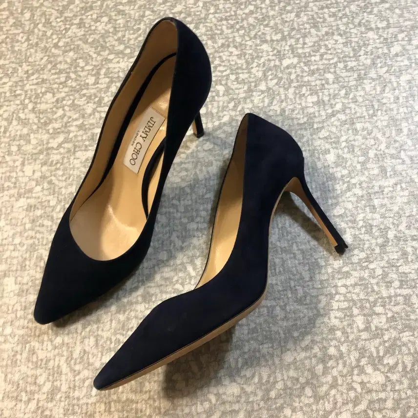 [BUNJANG] Jimmy Choo Romy 85 Navy Suede Heels (245mm) / 지미추 로미 85 245mm 구두 힐 하객룩 네이비