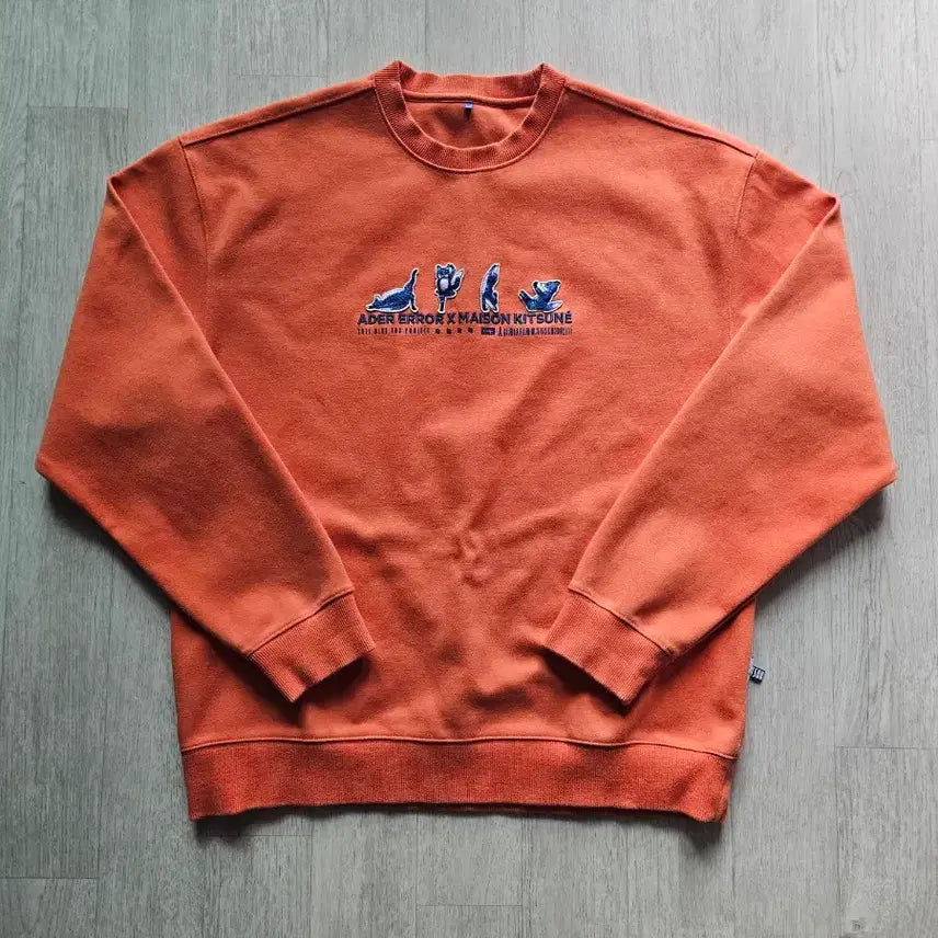 [BUNJANG] Ader Error x Maison Kitsune Fox Orange Sweatshirt / 아더에러x메종키츠네 요가 블루 폭스 오렌지 맨투맨 A2 105