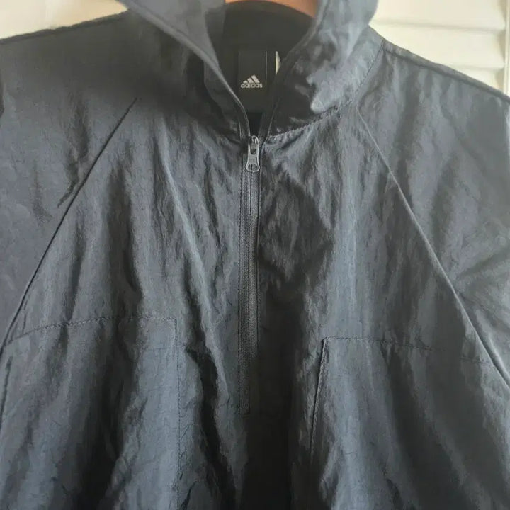 [BUNJANG] Adidas Black Windbreaker Half-Zip Jacket / 아디다스 블랙 바람막이 반집업자켓