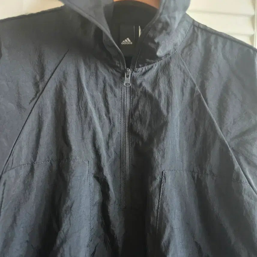 [BUNJANG] Adidas Black Windbreaker Half-Zip Jacket / 아디다스 블랙 바람막이 반집업자켓