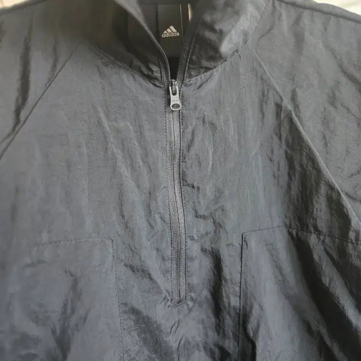 [BUNJANG] Adidas Black Windbreaker Half-Zip Jacket / 아디다스 블랙 바람막이 반집업자켓