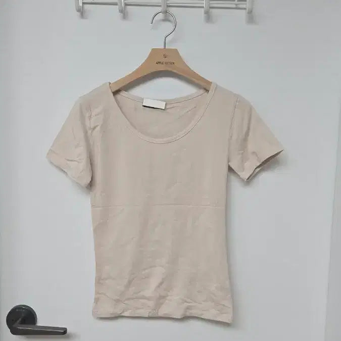 [BUNJANG] Pink Beige Round Neck Short Sleeve T-shirt / 핑크베이지 라운드 반팔