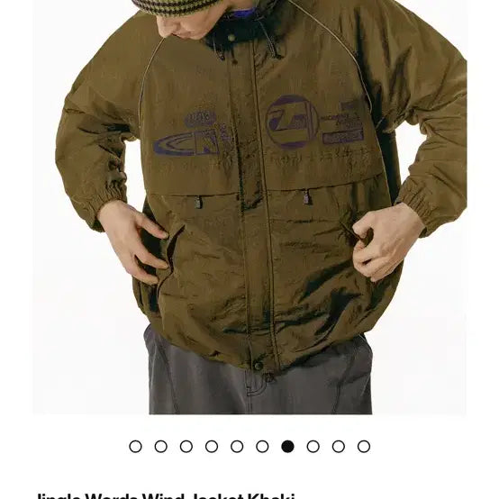 [BUNJANG] Teket Jingle Words Wind Jacket / 테켓 바람막이 Jingle Words Wind Jacket Khaki