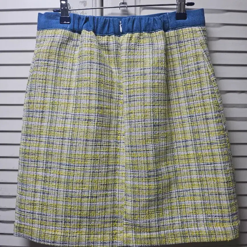[BUNJANG] Tweed Mini Skirt Teal Denim Accent / 트위드 미니스커트 청록색 데님포인트
