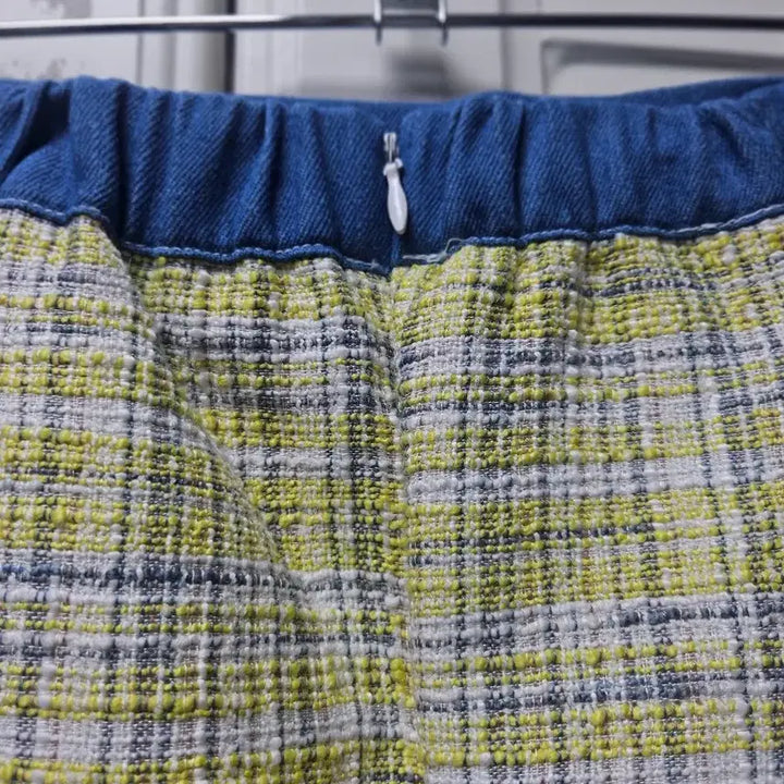 [BUNJANG] Tweed Mini Skirt Teal Denim Accent / 트위드 미니스커트 청록색 데님포인트