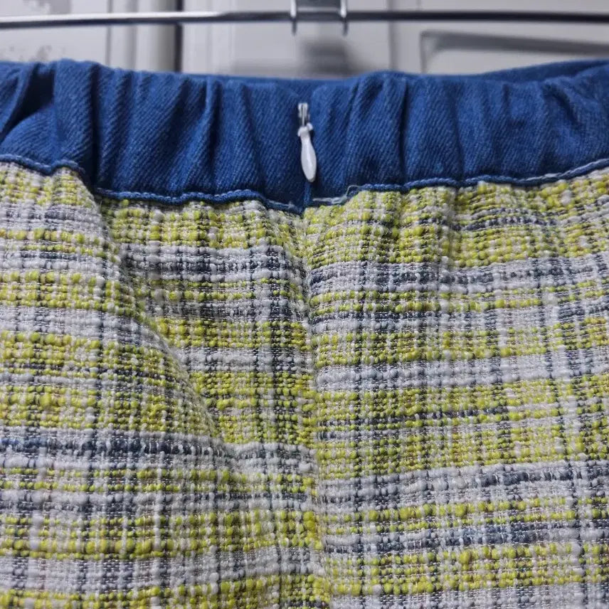 [BUNJANG] Tweed Mini Skirt Teal Denim Accent / 트위드 미니스커트 청록색 데님포인트