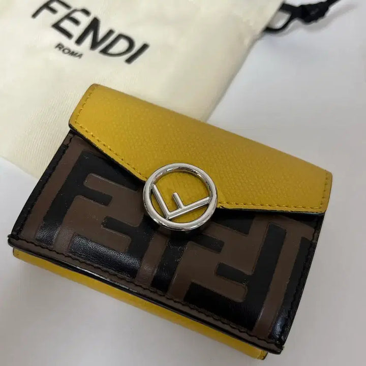 [BUNJANG] Fendi FF Logo Cardholder Yellow Brown / 펜디 FF 로고 카드지갑 옐로우 브라운