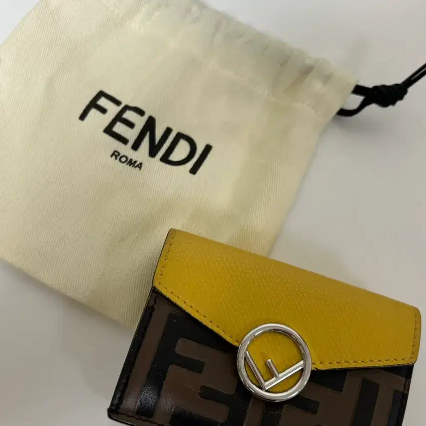 [BUNJANG] Fendi FF Logo Cardholder Yellow Brown / 펜디 FF 로고 카드지갑 옐로우 브라운