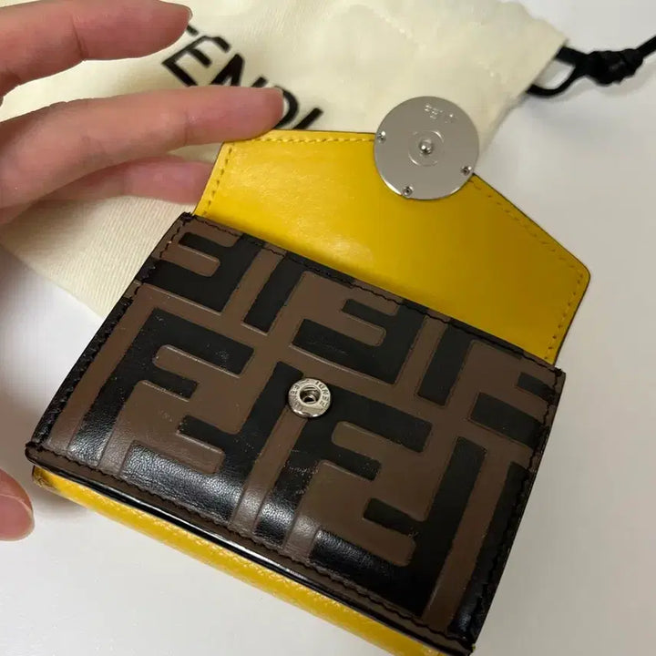 [BUNJANG] Fendi FF Logo Cardholder Yellow Brown / 펜디 FF 로고 카드지갑 옐로우 브라운