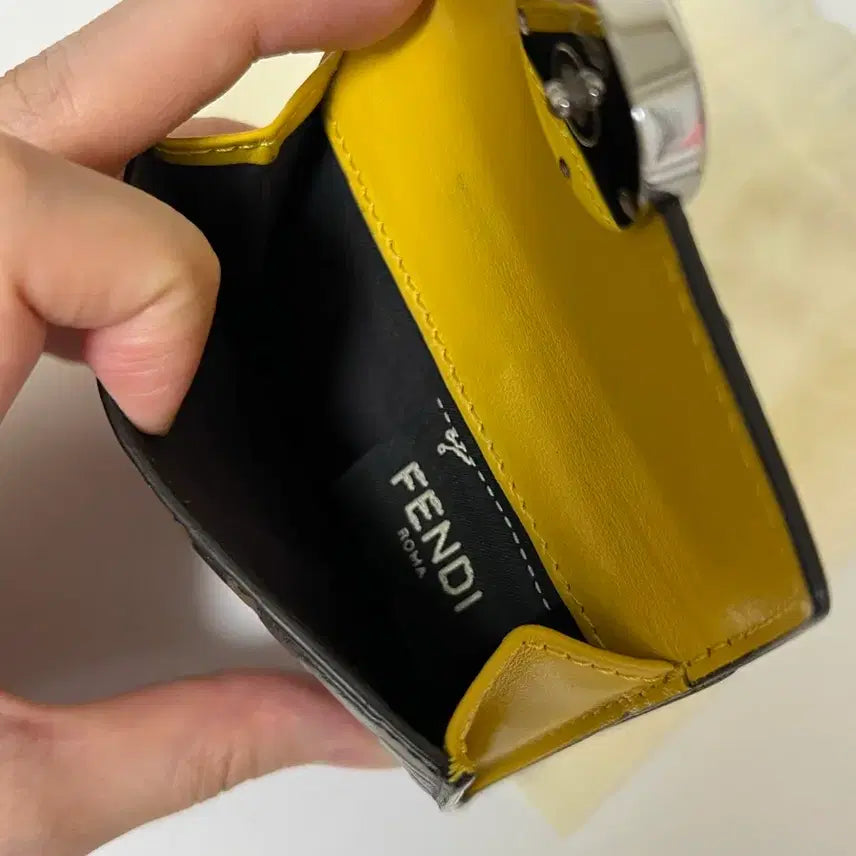 [BUNJANG] Fendi FF Logo Cardholder Yellow Brown / 펜디 FF 로고 카드지갑 옐로우 브라운