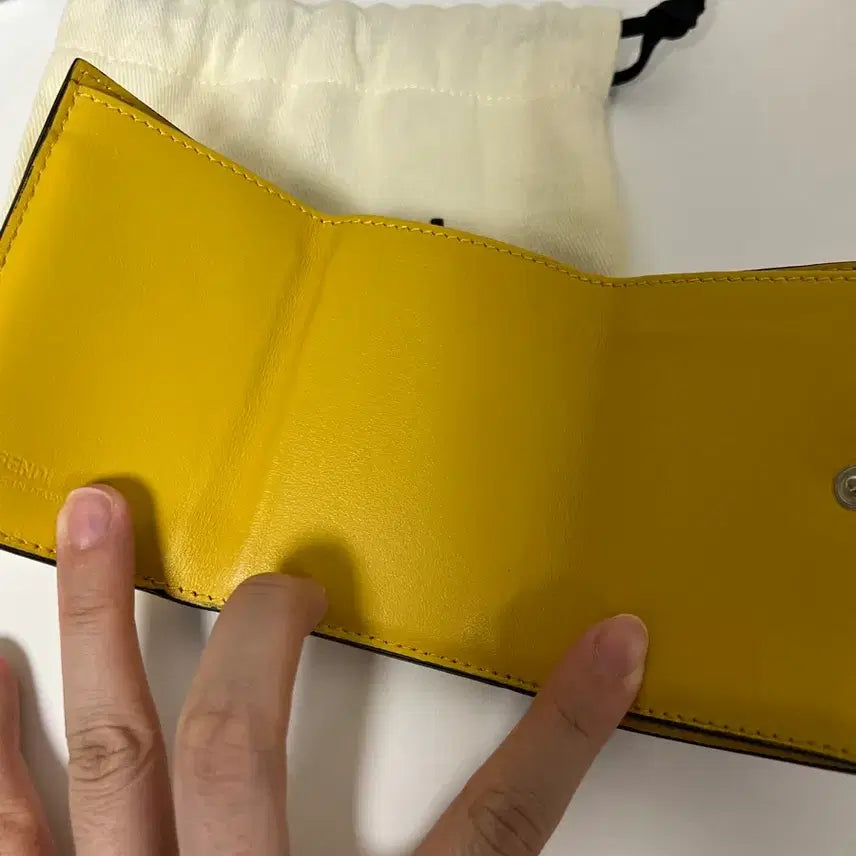 [BUNJANG] Fendi FF Logo Cardholder Yellow Brown / 펜디 FF 로고 카드지갑 옐로우 브라운