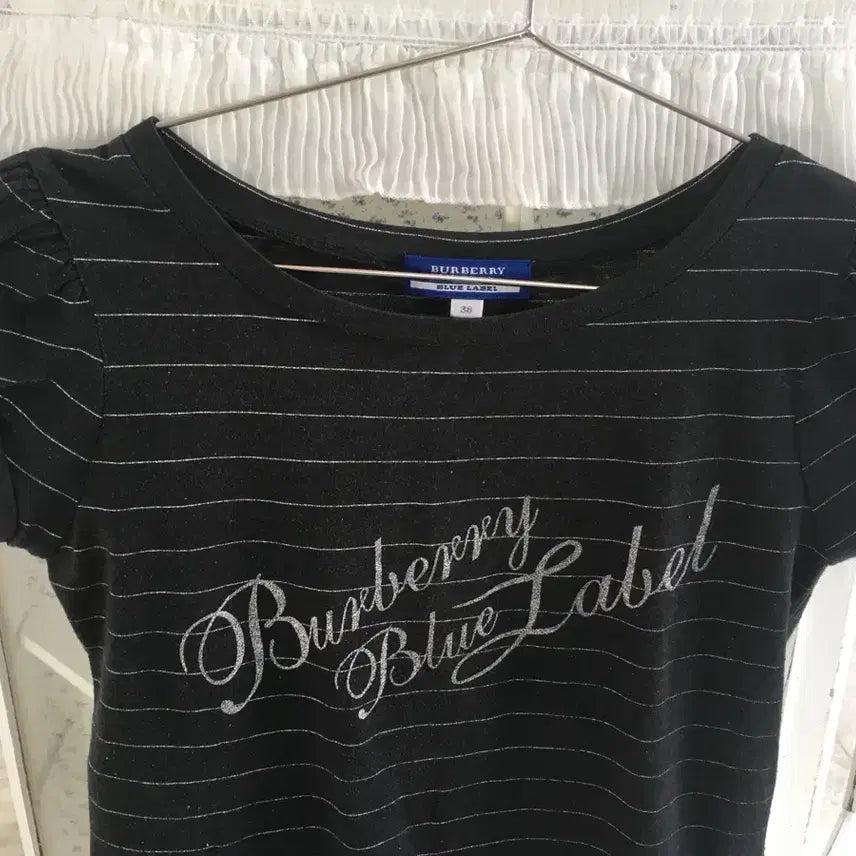[BUNJANG] Burberry Blue Label Striped Short Sleeve T-shirt / 버버리 블루라벨 스트라이프 반팔 티셔츠