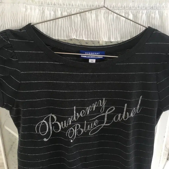 [BUNJANG] Burberry Blue Label Striped Short Sleeve T-shirt / 버버리 블루라벨 스트라이프 반팔 티셔츠
