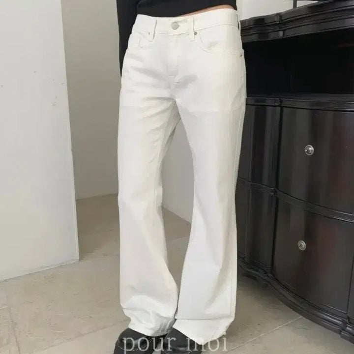 [BUNJANG] Formore Cotton Middle Straight Bootcut Basic Daily Long Pants - Ivory / 포르모어 코튼 미들 일자 부츠컷 베이직 데일리 긴바지 