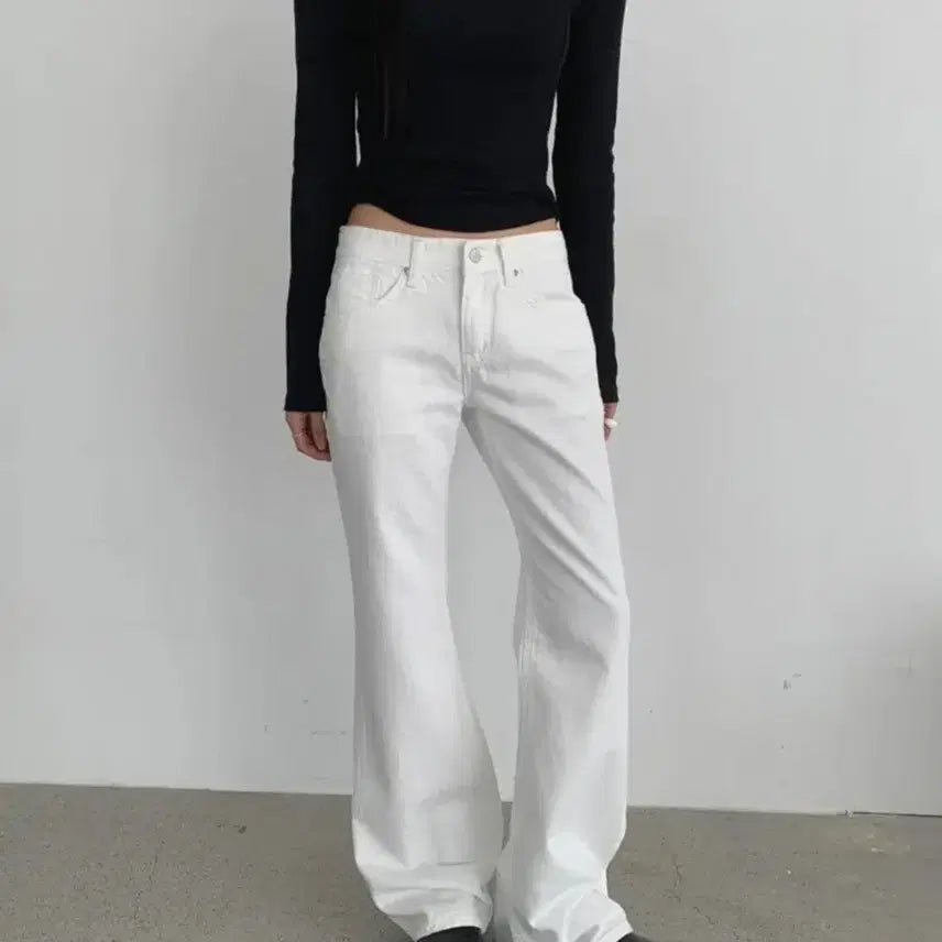 [BUNJANG] Formore Cotton Middle Straight Bootcut Basic Daily Long Pants - Ivory / 포르모어 코튼 미들 일자 부츠컷 베이직 데일리 긴바지 