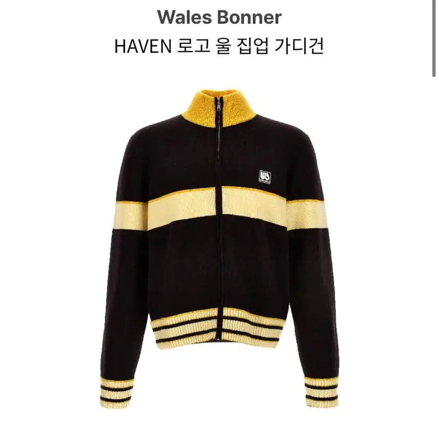 [BUNJANG] 웨일즈 보너 울 집업 가디건 블랙/옐로우 / 웨일즈 보너 울 집업 가디건 블랙/옐로우