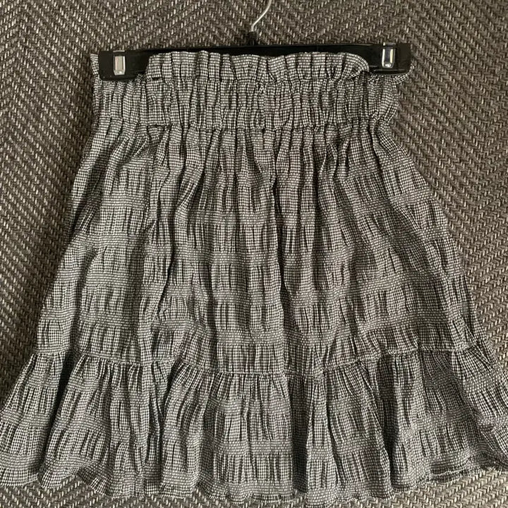 [BUNJANG] Checkered Shirred Mini Skirt / 잔체크 셔링 미니스커트