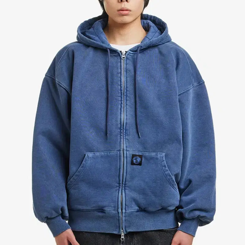 [BUNJANG] Fucking Awesome FA Padded Hooded Work Jacket Faded Blue / [M] 퍼킹어썸 FA 백 패치 후디드 워크자켓 페이디드 블루