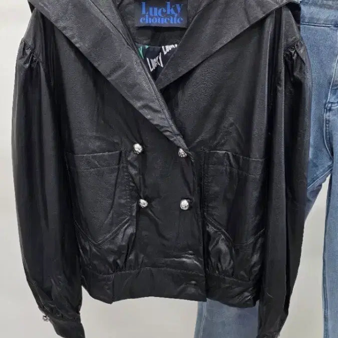 [BUNJANG] Lucky Chouette Eco Leather Jacket / (@땡처리)럭키 슈에뜨 에코래더 자켓 38(~100)